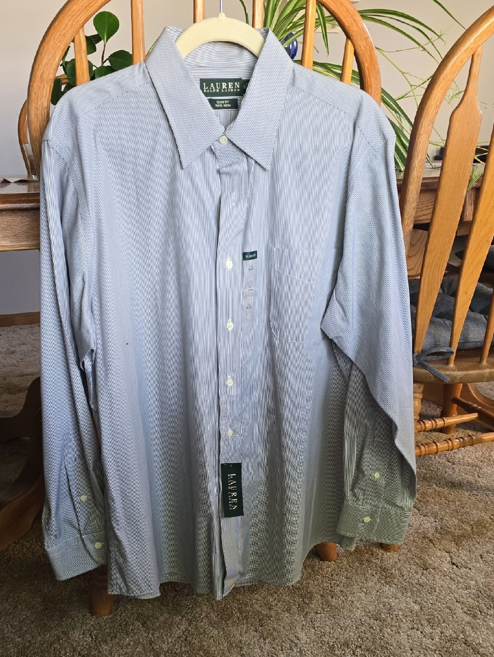 Lauren Ralph Lauren Men's Light Blue Striped Dress Shirt